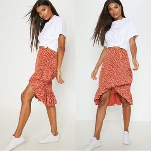 Dot Ruffle Midi Skirt